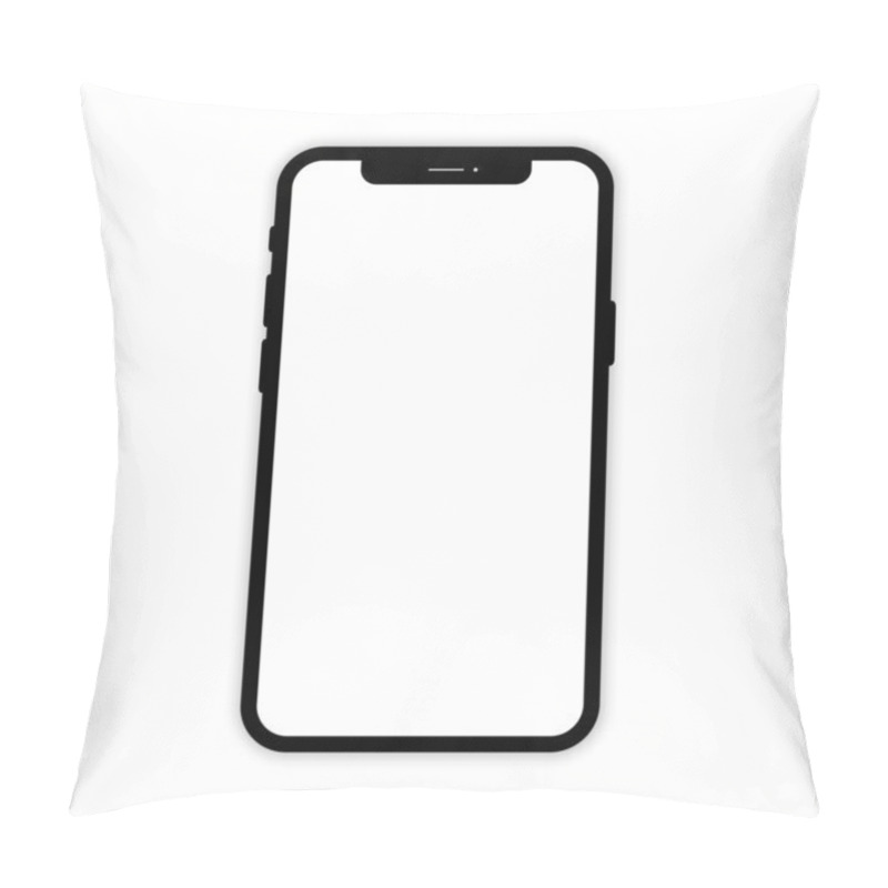 Personality  Black Mobile Phone With White Screen. Phone Mockup. Mobile Phone On White Background. Smartphone Isolated. Smartphone With Shadow Isolated Pillow Covers