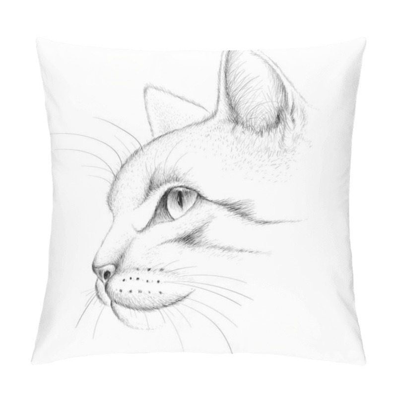 Personality  Logo Of Cat For Tattoo Or Cloth Design, Simply Vector Illustration   Pillow Covers