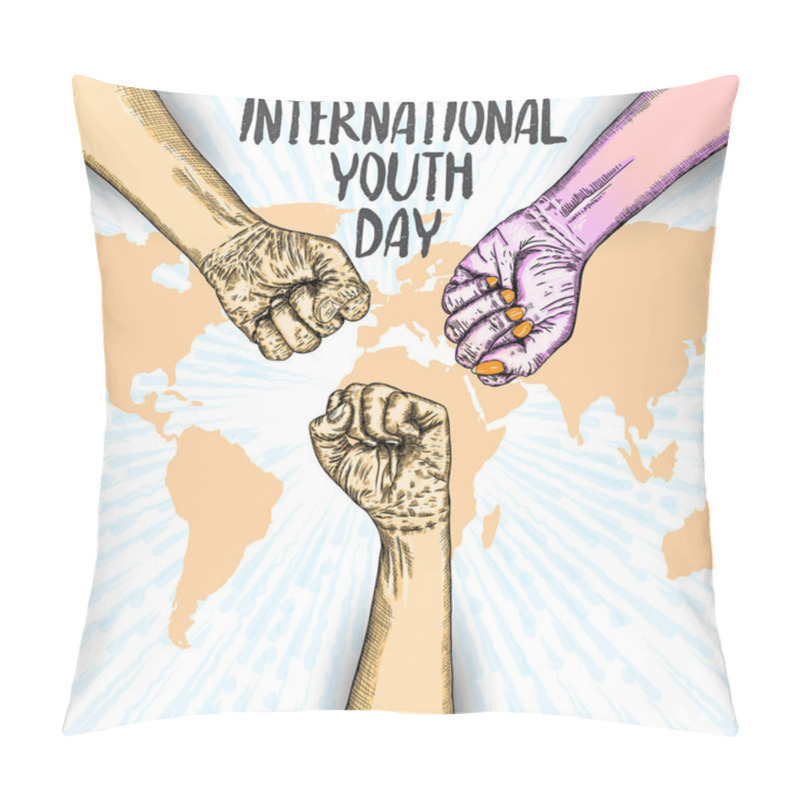 Personality  International Youth Day Design On Annual 12 August Celebration.  Pillow Covers