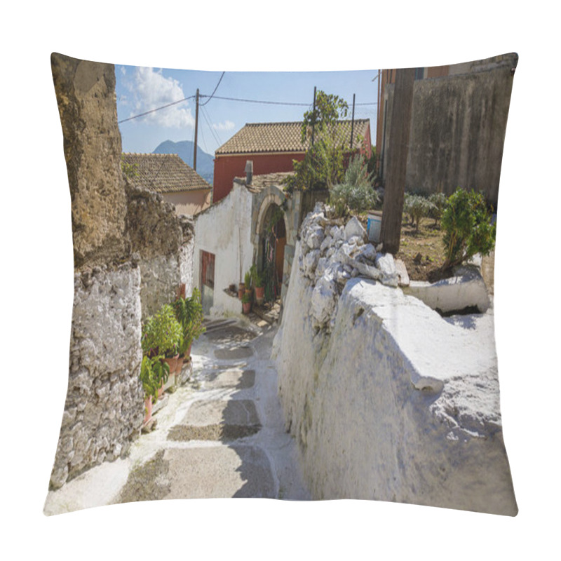 Personality  In The Streets Of Pelekas Village On Corfu Island Pillow Covers