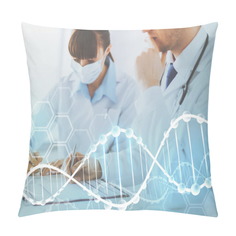 Personality  Doctor And Nurse Writing Dna Test Report Pillow Covers