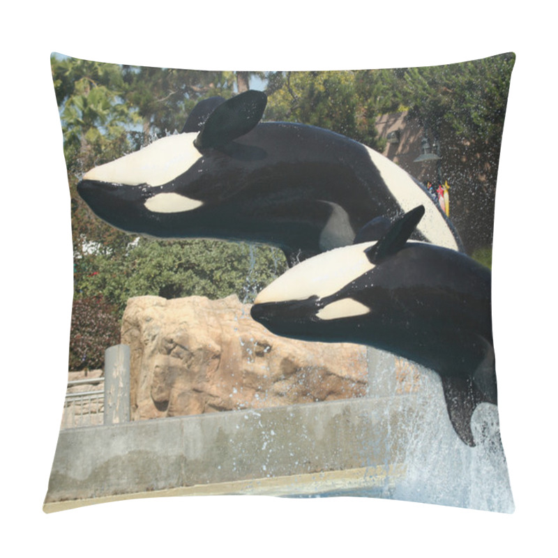 Personality  A Mother And Calf Orca Do A Backflip Pillow Covers