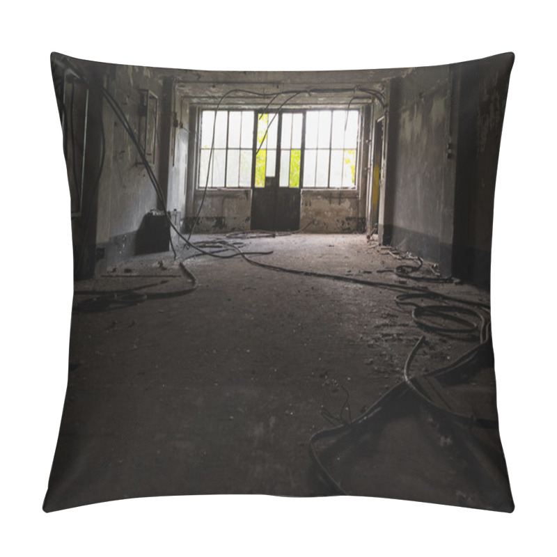 Personality  Abandoned Industrial Interior With Low Light Pillow Covers