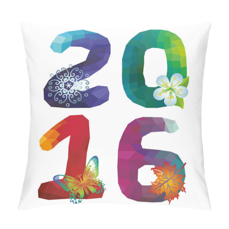 Personality  New Year 2016.Polygons Number Pillow Covers