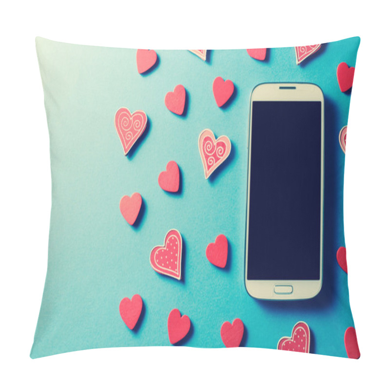 Personality  Smart Phone With Red Hearts Pillow Covers