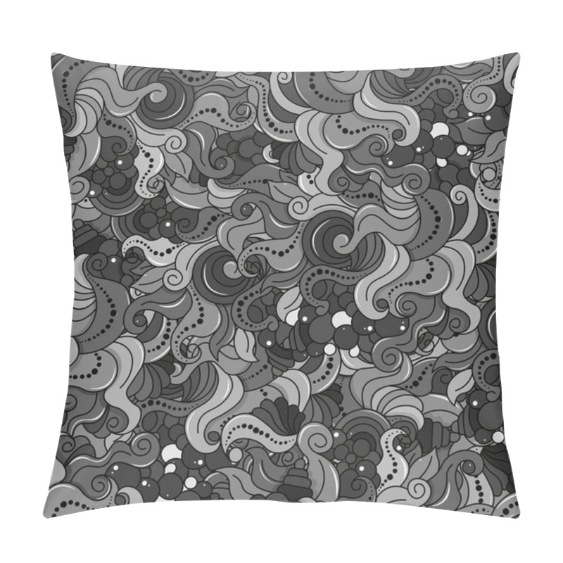 Personality  Grey Seamless Vector Pattern With Swirls And Paisleys To Fill Any Surface. Abstract Background Image Pillow Covers