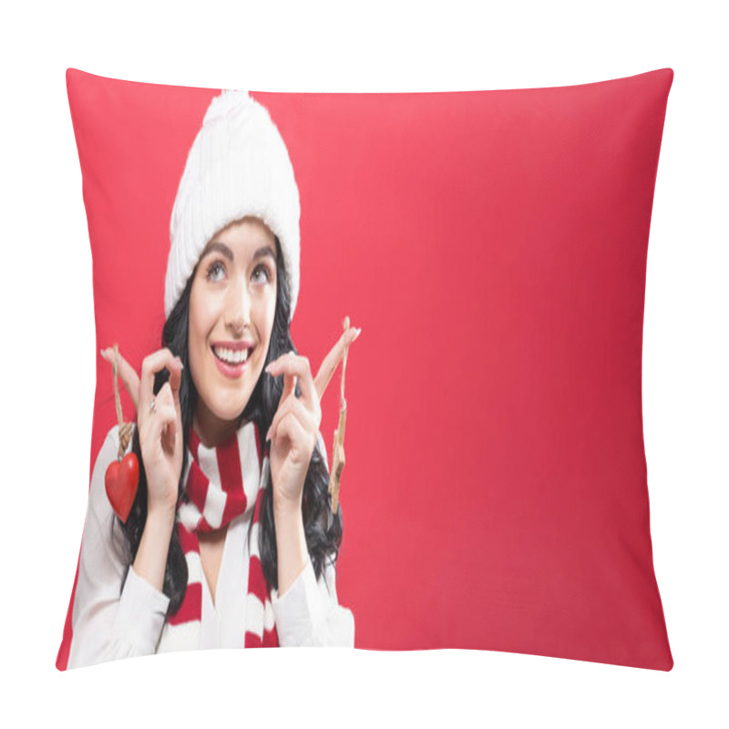 Personality  Woman Holding Christmas Ornaments Pillow Covers