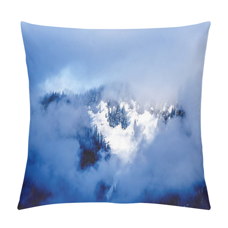 Personality  Sun Shining Through The Clouds On The Snow Capped Peak Of Coquitlam Mountain In The Coast Mountain Range Seen From The Shore Of Pitt Lake In The Fraser Valley Of British Columbia, Canada Pillow Covers