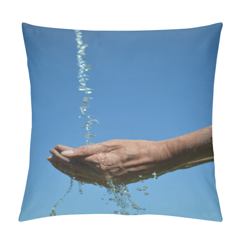 Personality  Water Flowing From The Sky Into Open Cupped Hands Pillow Covers