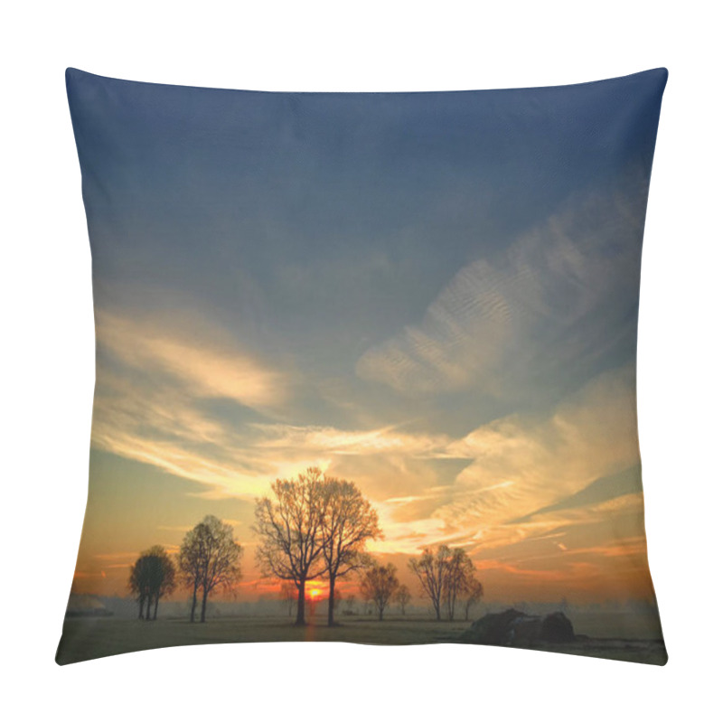 Personality  Sunset Between Tree Silhouettes Pillow Covers