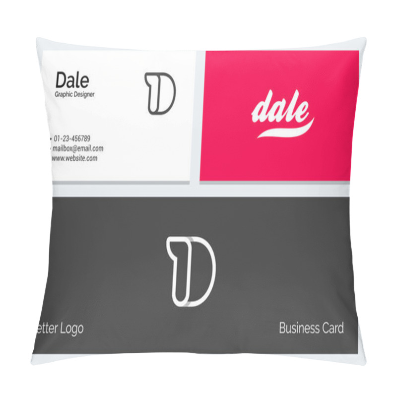 Personality  D Alphabet Letter Minimal Linear Logo Business Card Template Pillow Covers