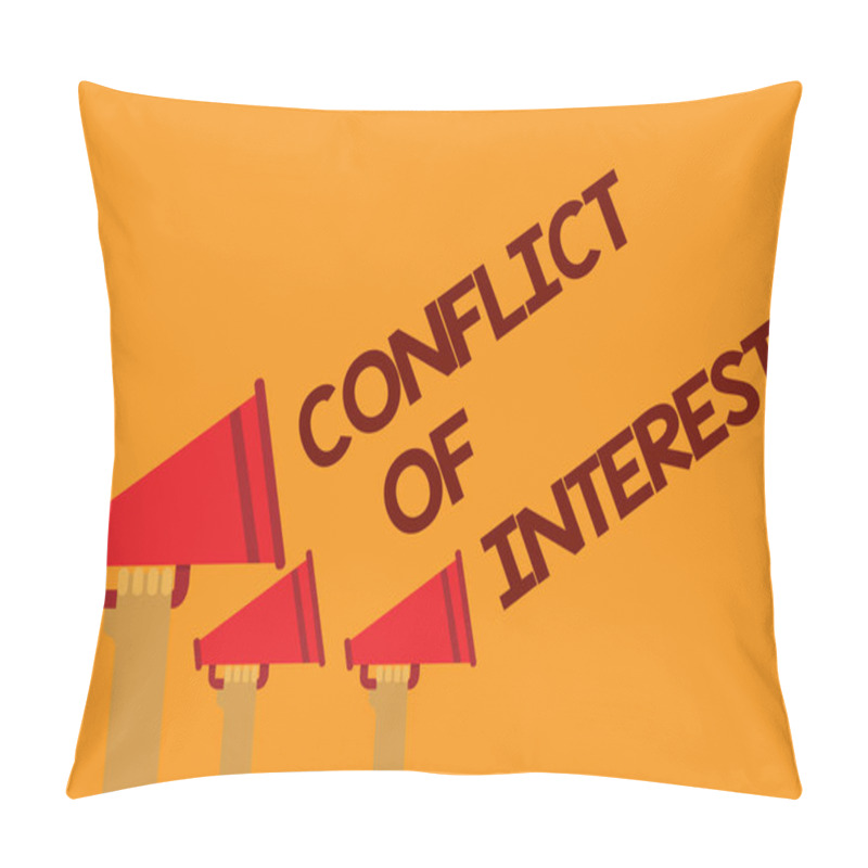 Personality  Word Writing Text Conflict Of Interest. Business Concept For Disagreeing With Someone About Goals Or Targets Three Lines Text Messages Ideas Multiple Alarm Speaker Symbol Announcement Pillow Covers