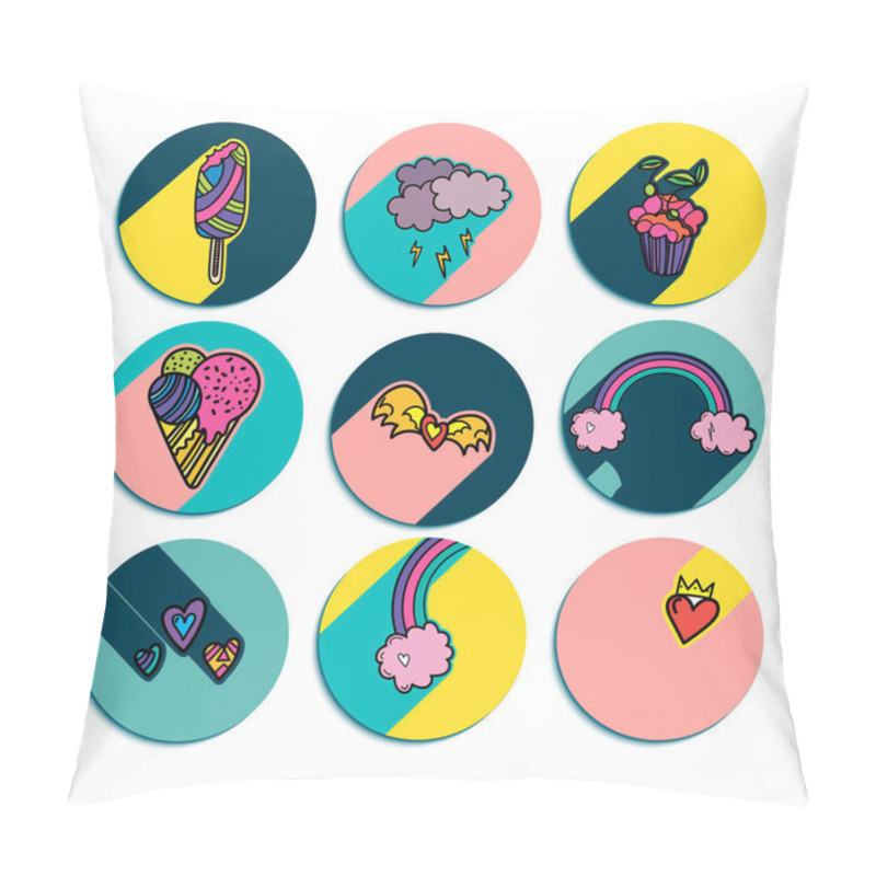 Personality  Design Of  Summer Round Logos. Pillow Covers