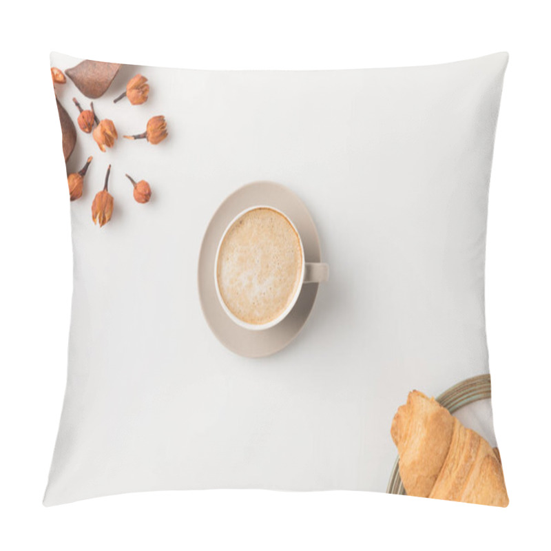 Personality  Coffee With Flowers And Croisssant Pillow Covers