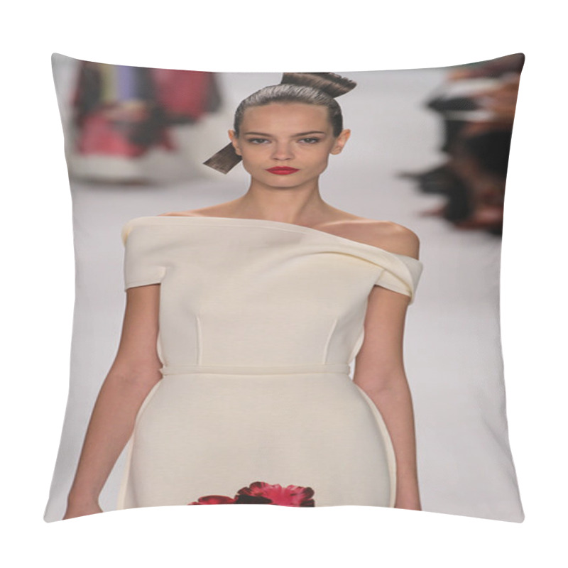 Personality  Model Mina Cvetkovic Walk The Runway At The Carolina Herrera Fashion Show Pillow Covers