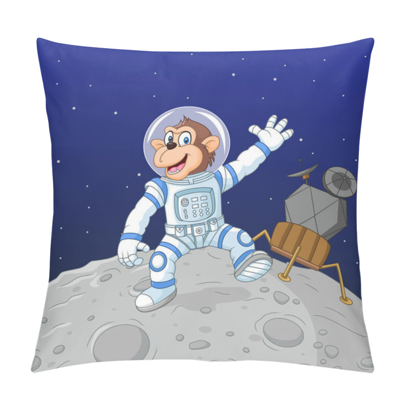 Personality  Vector Illustration Of Cartoon Monkey Astronaut On The Moon Pillow Covers