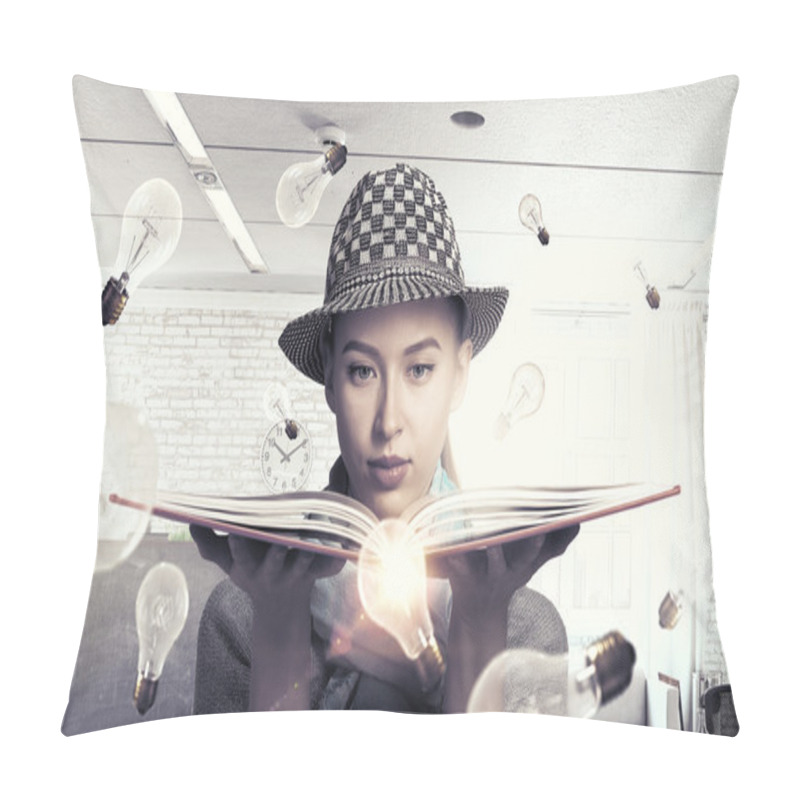 Personality  Student Girl With Book In Hands Pillow Covers