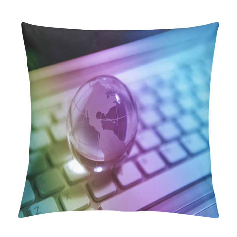 Personality  World Map Technology Style Against Fiber Optic Background Pillow Covers