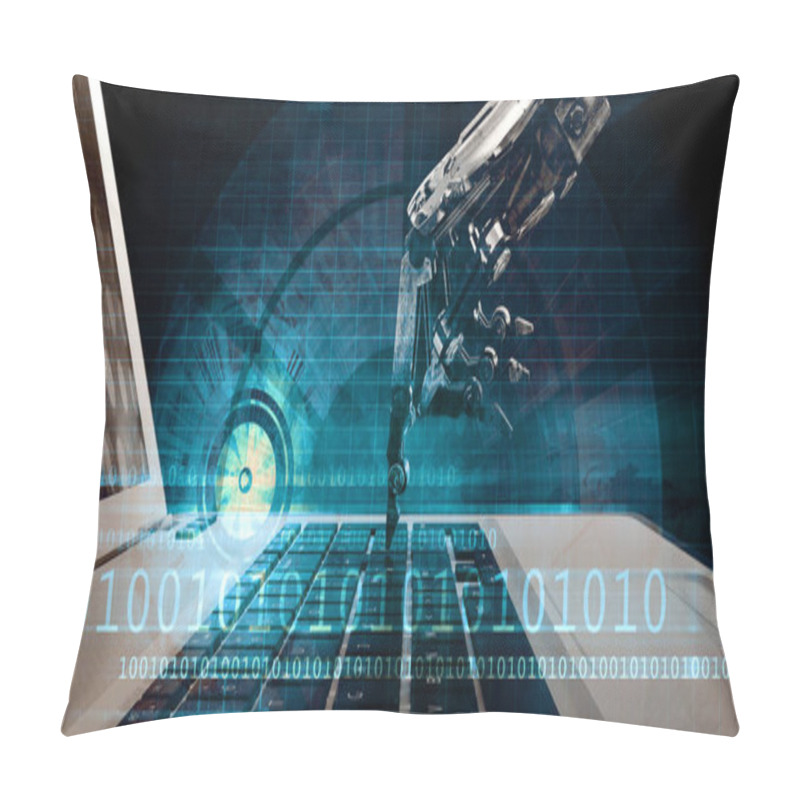 Personality  Man Machine Equilibrium As A Science Technology Concept Pillow Covers