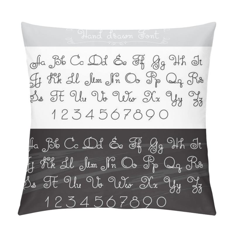 Personality  Vector Hand Drawn  Alphabet. Lines Font Design. Letters, Numbers Pillow Covers