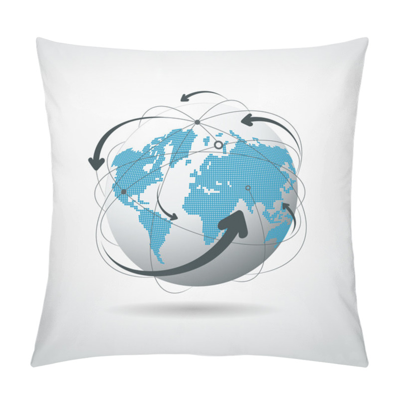 Personality  Modern Globe Connections Network Design Pillow Covers