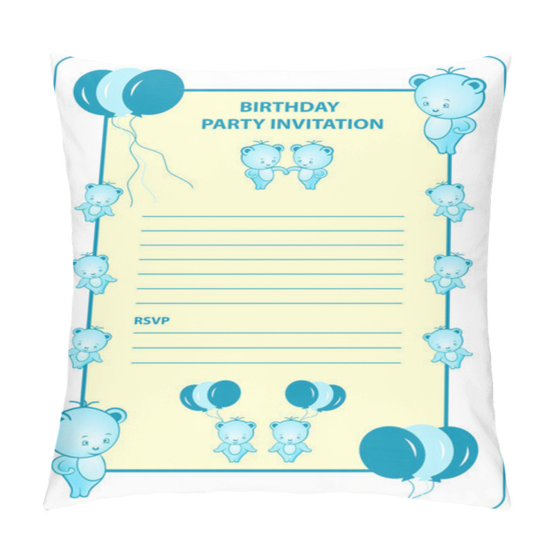 Personality  Childs Birthday Party Invitation Card Pillow Covers