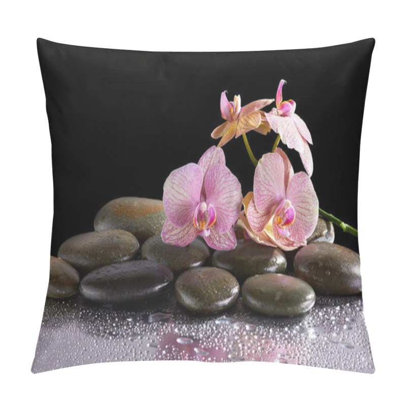 Personality  Spa Stones And Orchid Flowers With Reflection  Pillow Covers