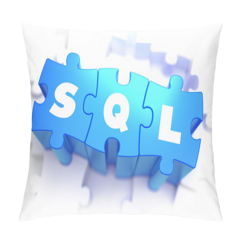 Personality  SQL - White Word On Blue Puzzles. Pillow Covers