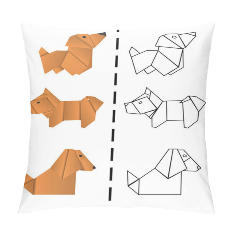 Personality  Set Of Paper Origami Dogs. Symbol Of The Year 2018. Pillow Covers