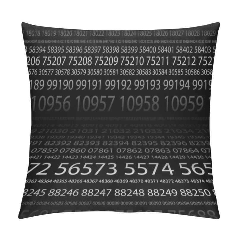 Personality  Abstract Background Image Of Black Space From A Set Of Rows Of Five-digit White Numbers Of Different Sizes. The Concept Of Brute Force For Cracking Passwords Pillow Covers