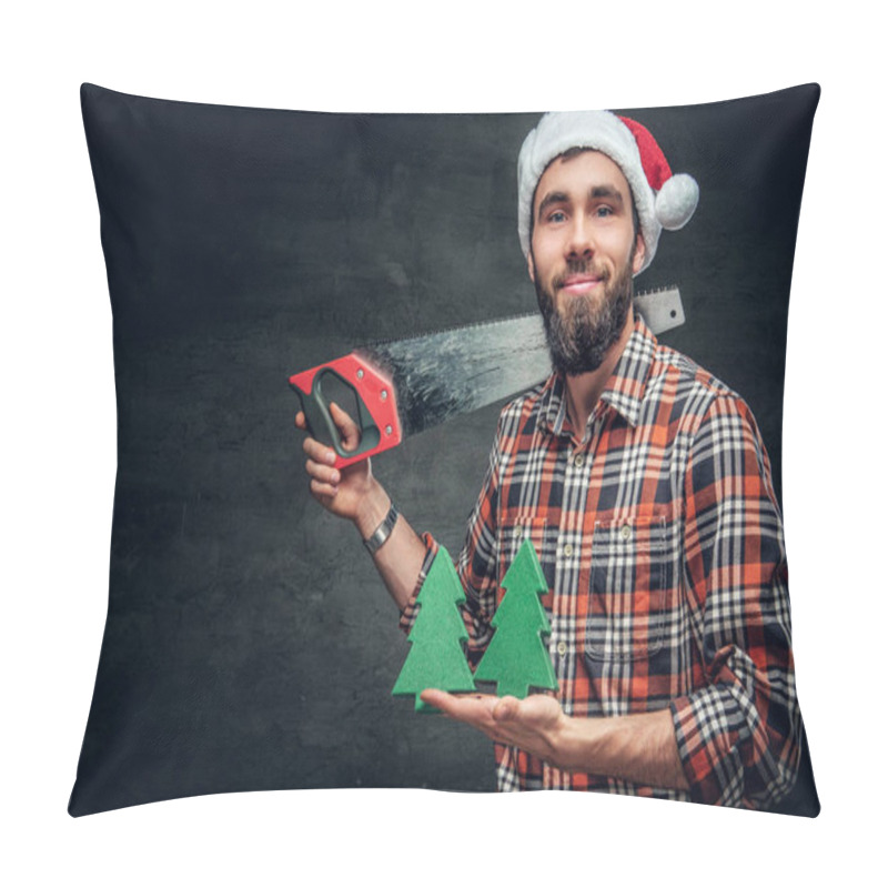 Personality  Bearded Man In Santa's Hat  Pillow Covers