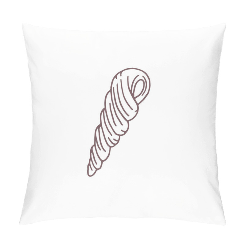 Personality  Vector Illustration With The Image Of A Contour Sketch Of A Seashell On An Isolated Background. Shellfish. Doodle Illustration. Suitable For Decoration And Embellishment. Icon For Design. Pillow Covers