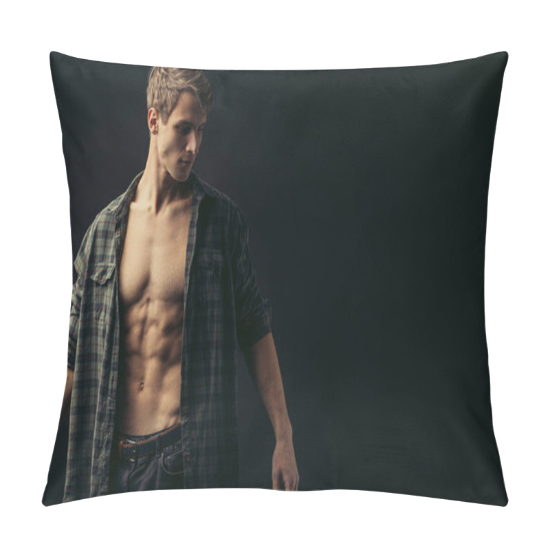 Personality  Young Man With Muscular Body In Studio Pillow Covers