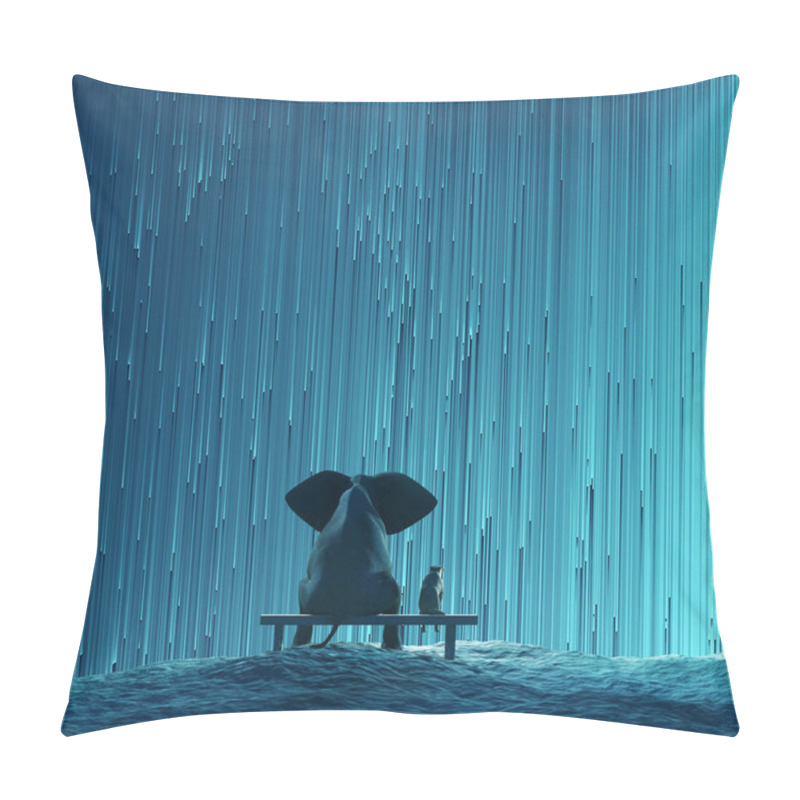 Personality  Elephant And Dog Looking At Star Rain Pillow Covers