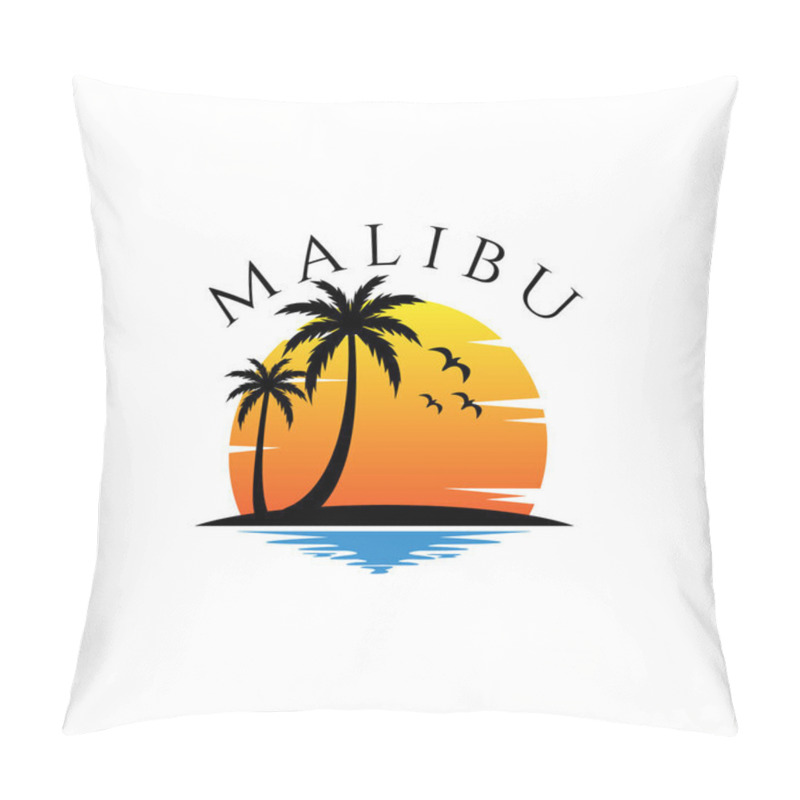 Personality  Malibu Beach Theme Vector Logo Illustrations Design Pillow Covers