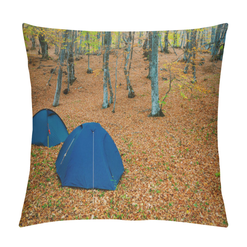 Personality  Tent In A Forests Campsite Pillow Covers