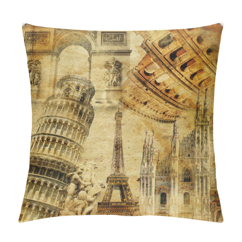 Personality  Travelling Background - Artwork In Retro Style Pillow Covers