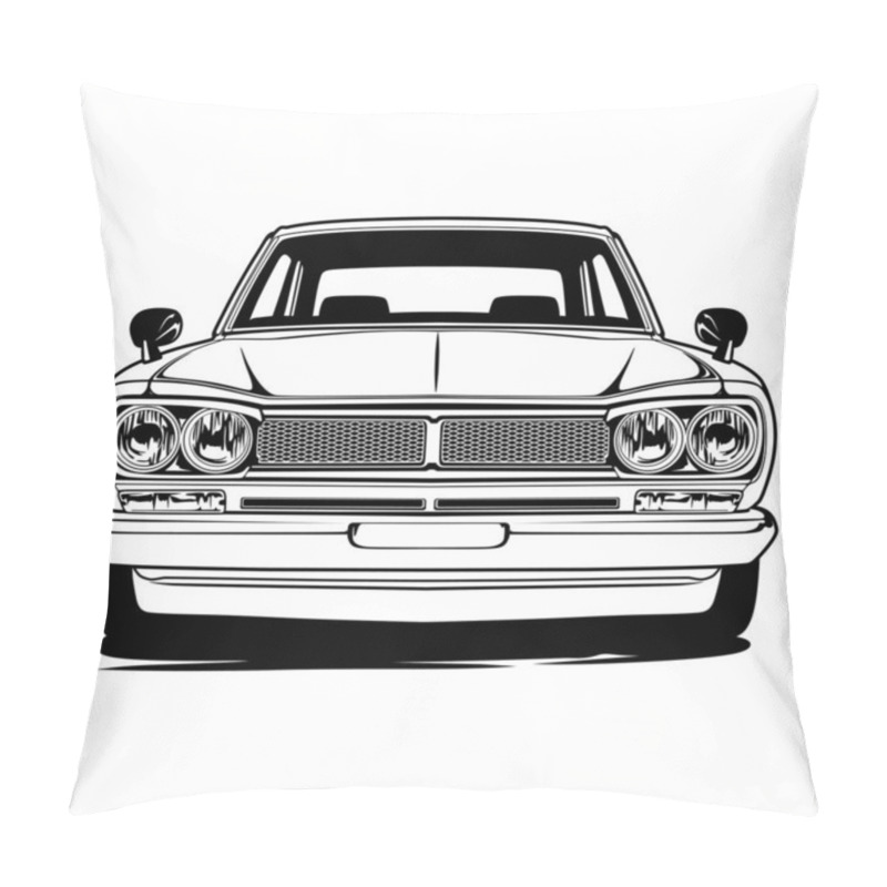 Personality  Black And White Car Illustration For Conceptual Design Pillow Covers