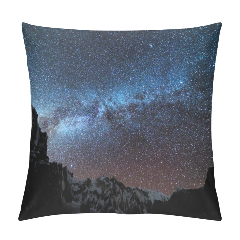 Personality  Milky Way And Mountains. Amazing Scene With Himalayan Mountains And Starry Sky At Night In Nepal. Rocks With Snowy Peak And Sky With Stars. Annapurna Range. Night Landscape With Bright Milky Way Pillow Covers