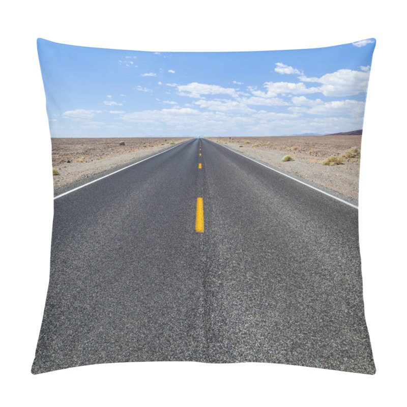 Personality  Death Valley Road Straight Across The Desert To The Mountains In Pillow Covers