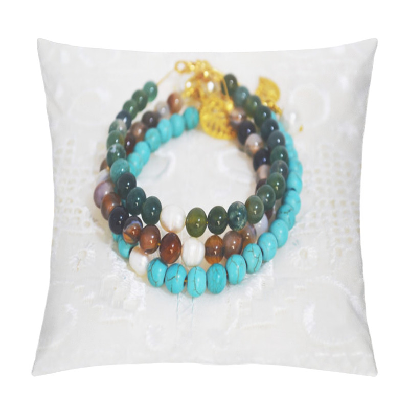 Personality  Gemstone Bracelets Turquoise And Agate Beads Pillow Covers