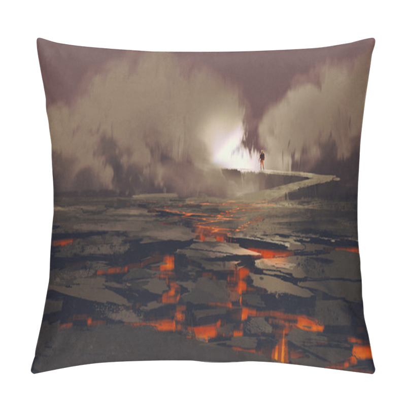 Personality  Cracks In The Ground With Magma Pillow Covers