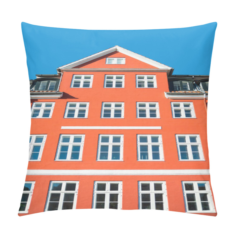 Personality  Low Angle View Of Beautiful Traditional Red House With White Windows At Sunny Day, Copenhagen  Pillow Covers