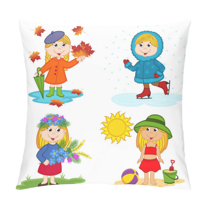 Personality  Girl And The Four Seasons Pillow Covers