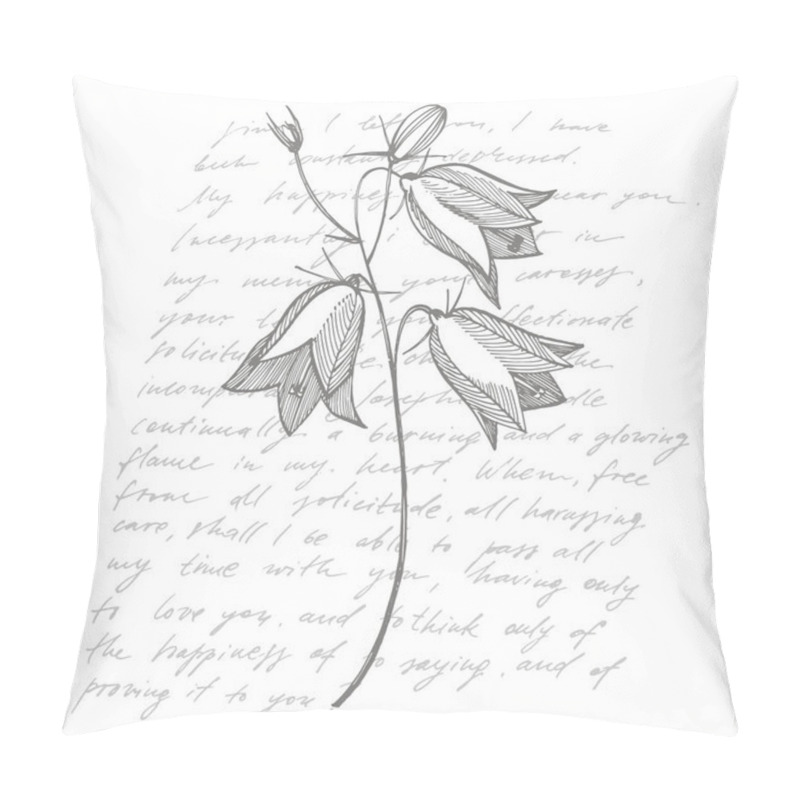 Personality  Bellflower Blossoms, Leaves And Bouquets Set. Natural Summer, Spring Meadow Plants Monochrome. Floral Natural Illustration For Poster, Textile Decoration. Botanical Plant Illustration. Handwritten Pillow Covers