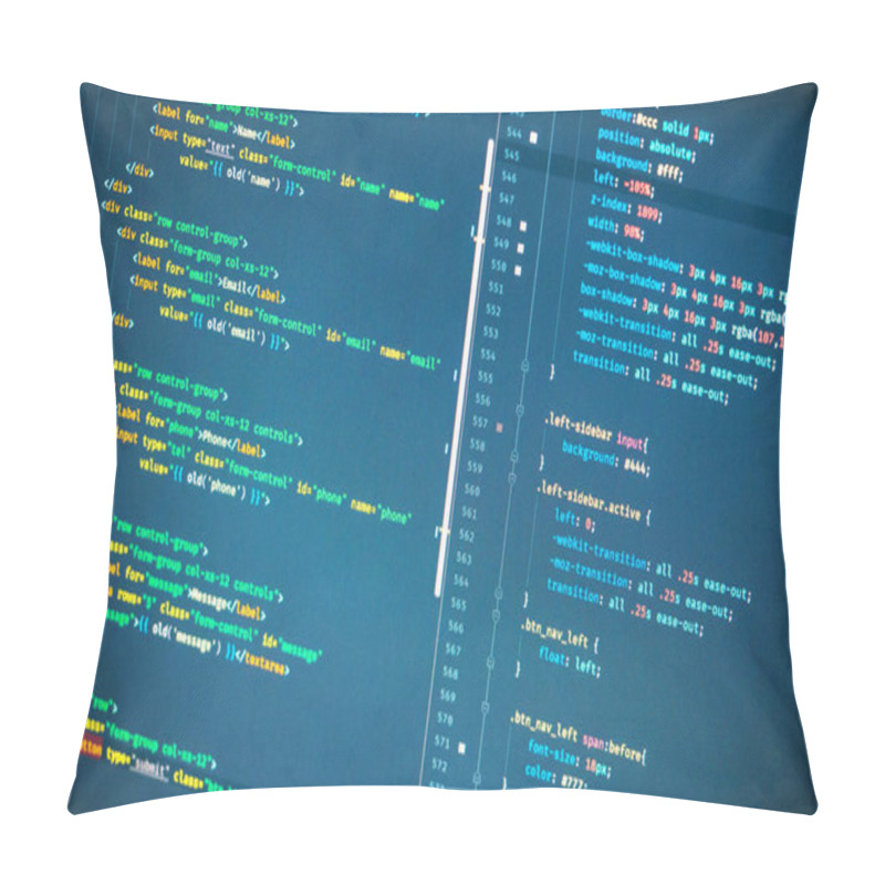 Personality  Css3 Code On Blue Background Pillow Covers