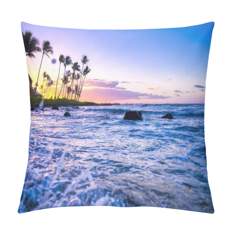 Personality  Sunrise Over The Coast Of Kauai, Hawaii. Pillow Covers