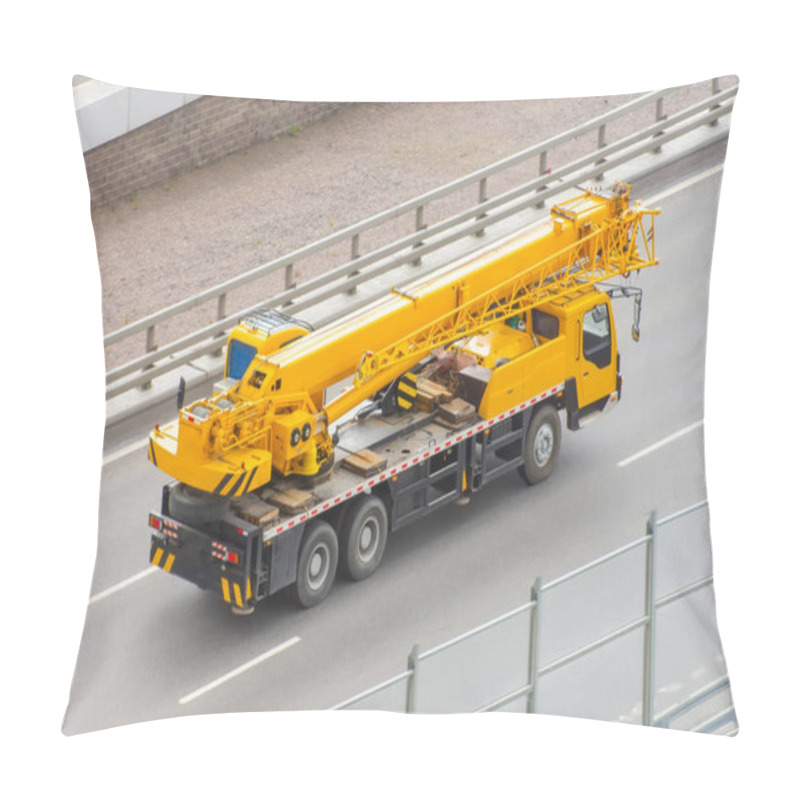 Personality  Mobile Crane Truck Driving On The Highway Pillow Covers