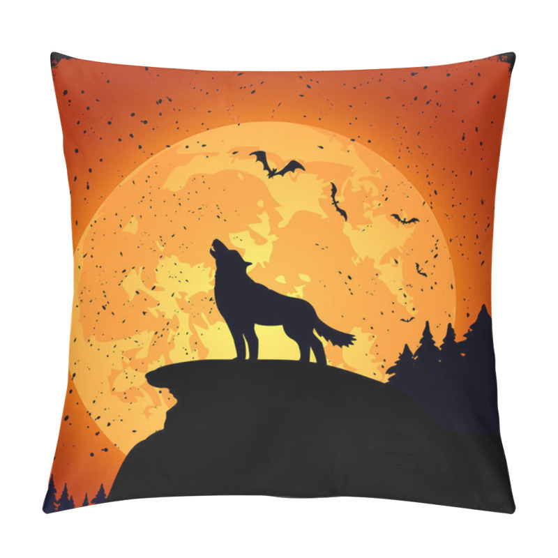 Personality  Halloween Background With Wolf Pillow Covers