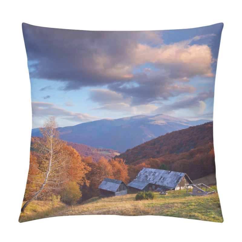 Personality  Autumn Landscape With A Wooden House Pillow Covers